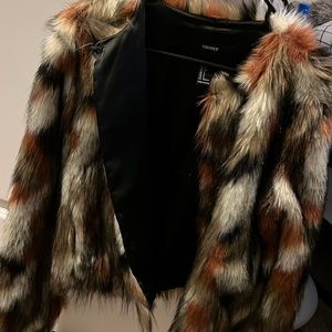 Faux fur jacket- satin lining! With pockets